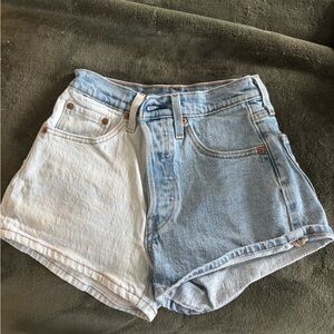 Levi's Light Blue and White Jean Shorts